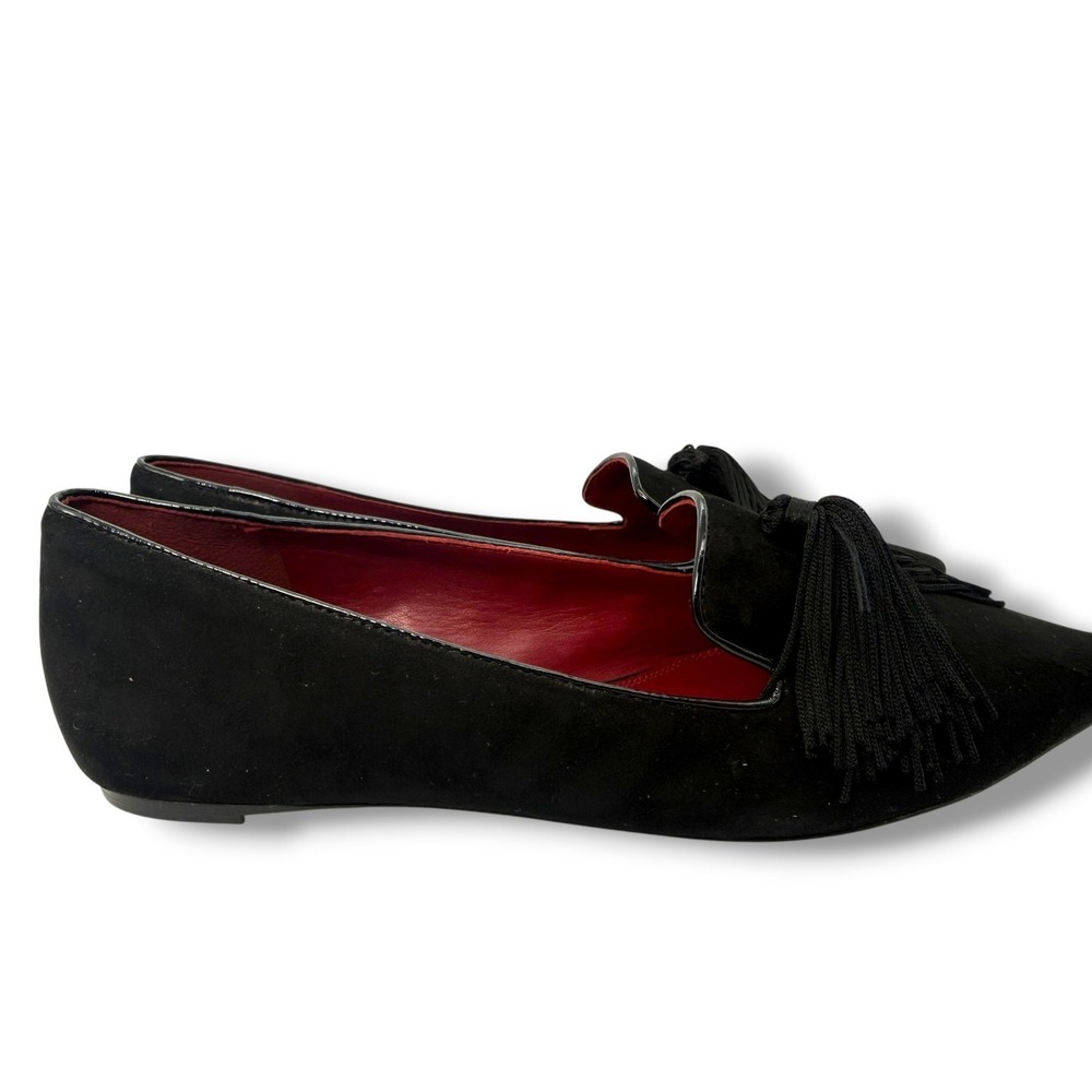 Kate Spade New York Adore Black Suede Tassel Pointed Toe Flats Size 8B - Picture 6 of 13